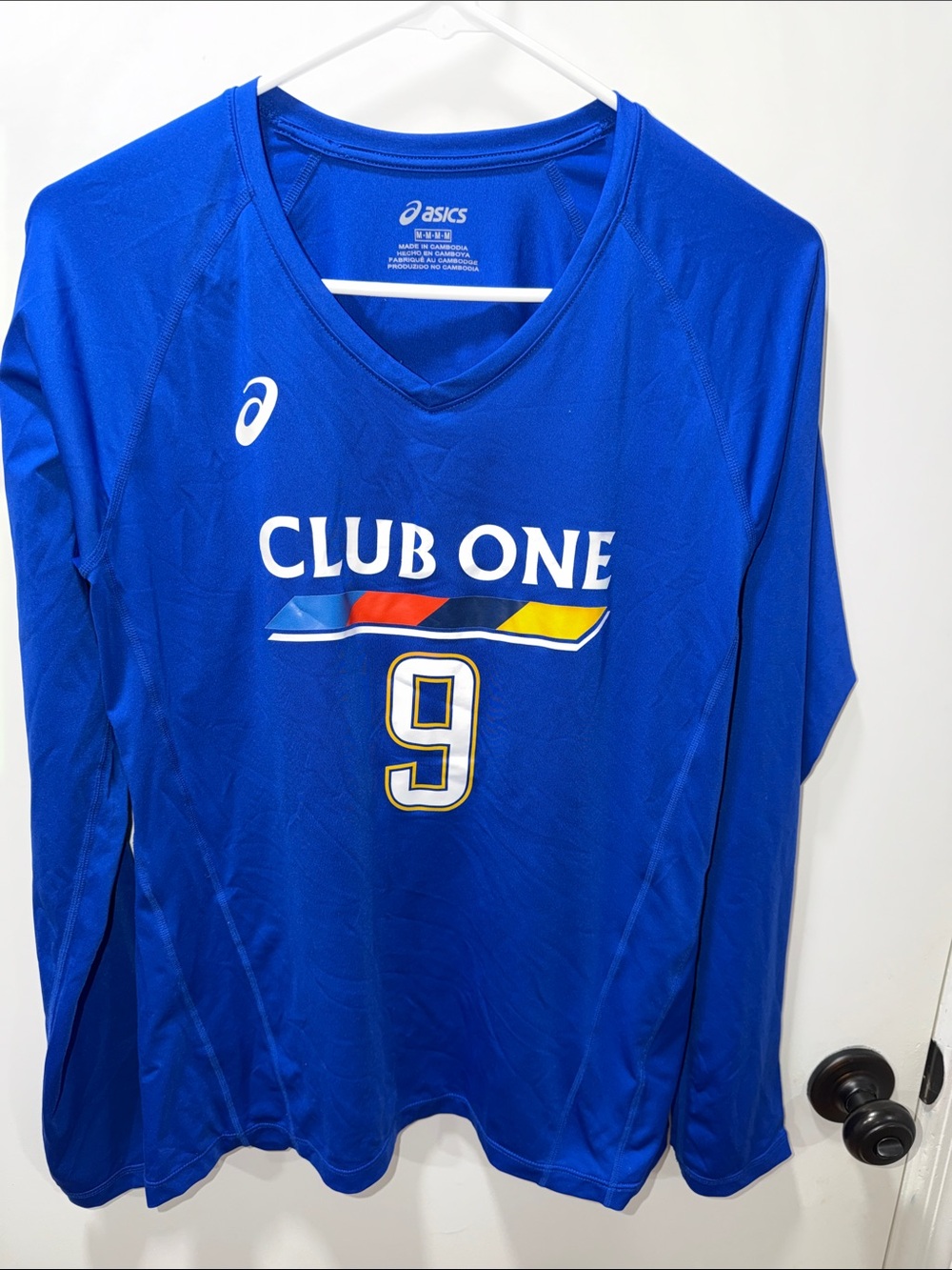 Asics Kids Blue 'Club One' Long Sleeve Jersey with Number 9